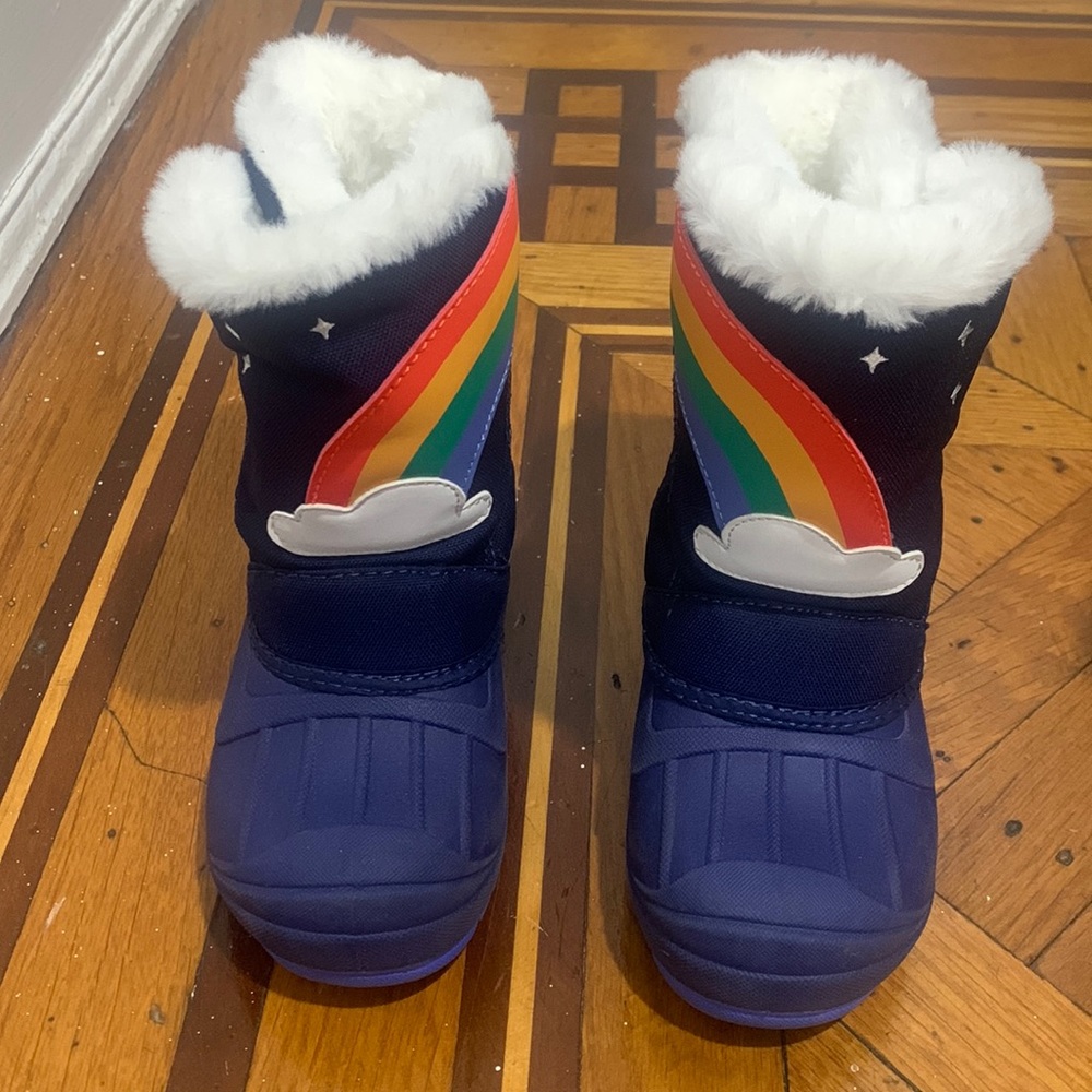 Navy and rainbow rain/snowboots